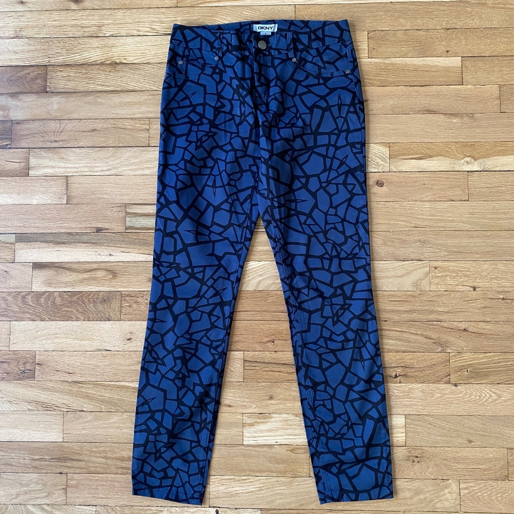 DKNY Navy & Black Patterned Pants - Size 0